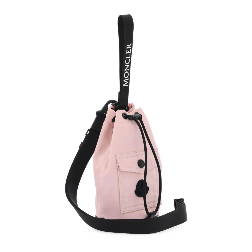 Moncler Nylon Mini Bucket Tas met Trekkoordsluiting Pink Dames