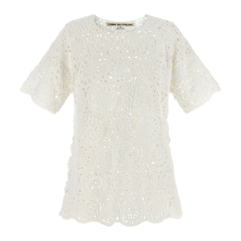 Comme Des Garçons Women's White T-Shirts, S, Macramé T-Shirt