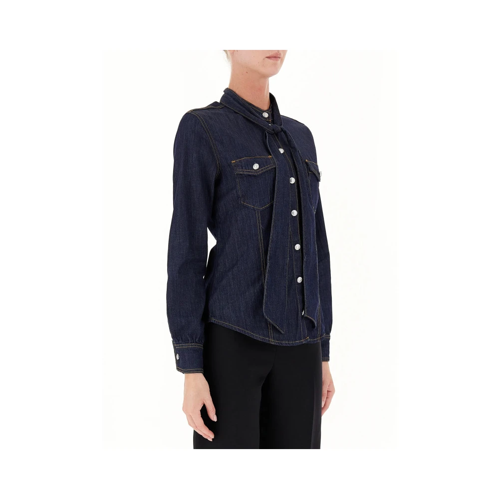 Liu Jo Denim blouse met strik Blue Dames