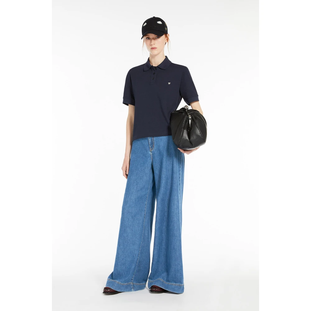 Max Mara Weekend Blauwe Denim Wijde Silhouet Riem Jurk Blue Dames