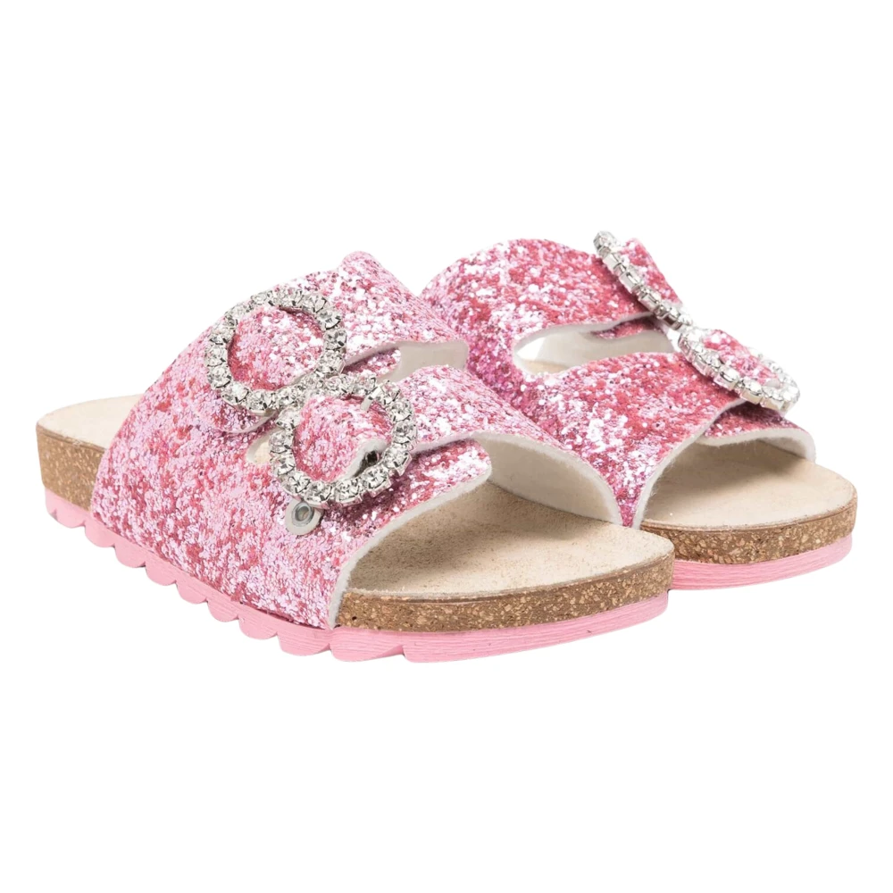Monnalisa Girls Pink Kids Sandals, 37 Eu, Glitter Jewel Sandals