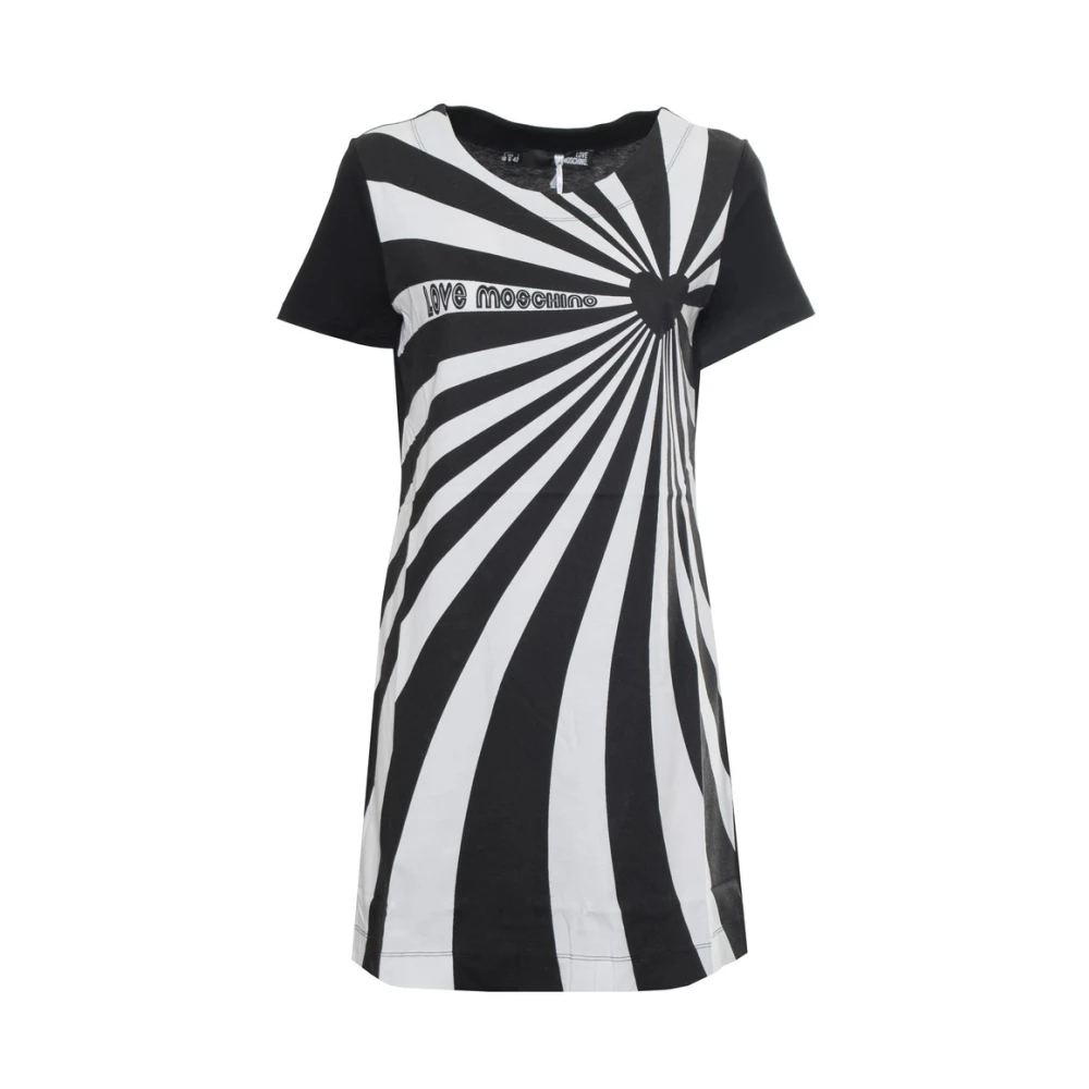 Moschino Katoenen Jurk met Logodetail Black Dames