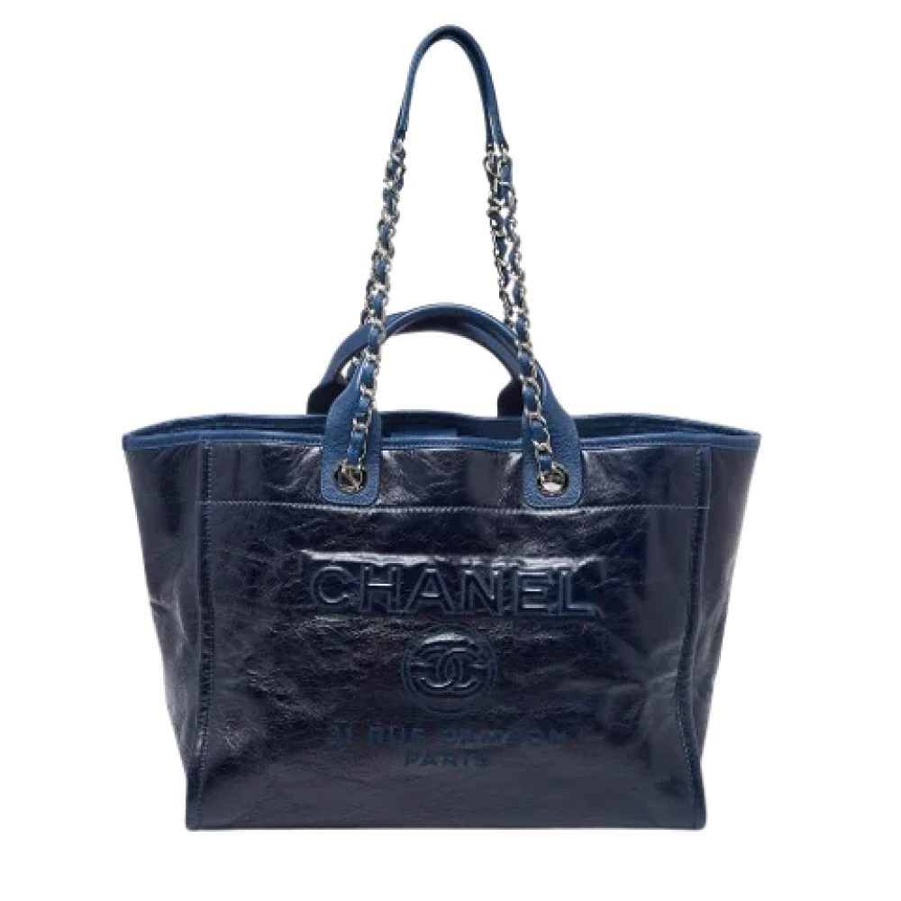 Chanel Vintage Pre-owned Leather totes Blue Dames