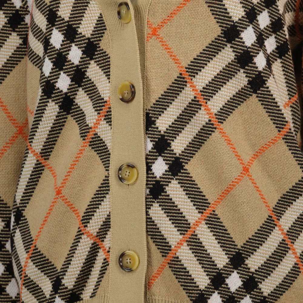 Burberry Geruite Cardigan met V-hals Multicolor Dames