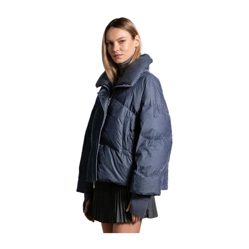 Duno Navy Blauwe Donsjas met Geometrisch Quilten Blue Dames