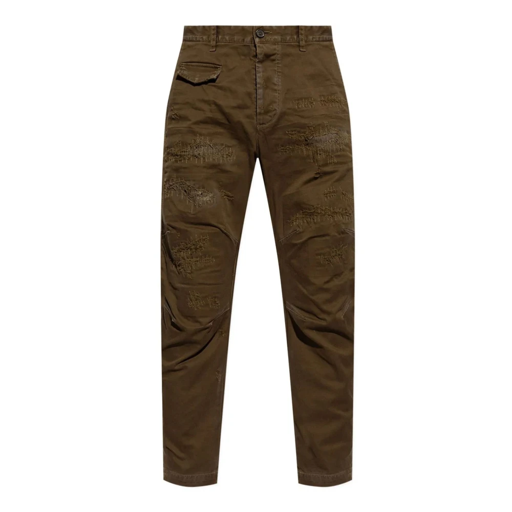 Dsquared2 Groene Stretch Katoenen Broek Gescheurd Green Heren
