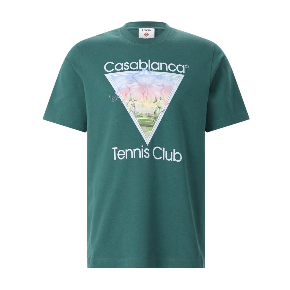 Casablanca Paris Men's Green Dark Tennis Club Icon Short Sleeve T-Shirt, Size Medium By - Image 2