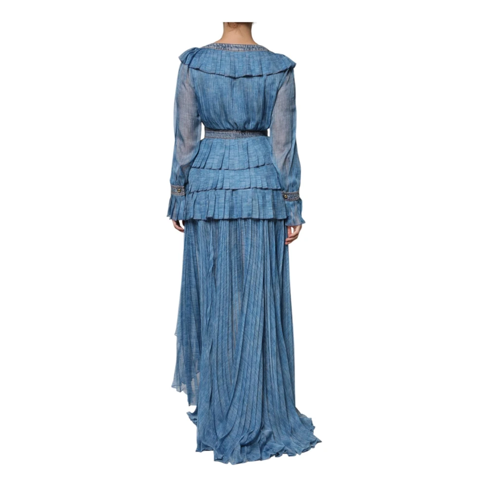 Philosophy di Lorenzo Serafini Blauwe Gelaagde Maxi Jurk met Logo Blue Dames