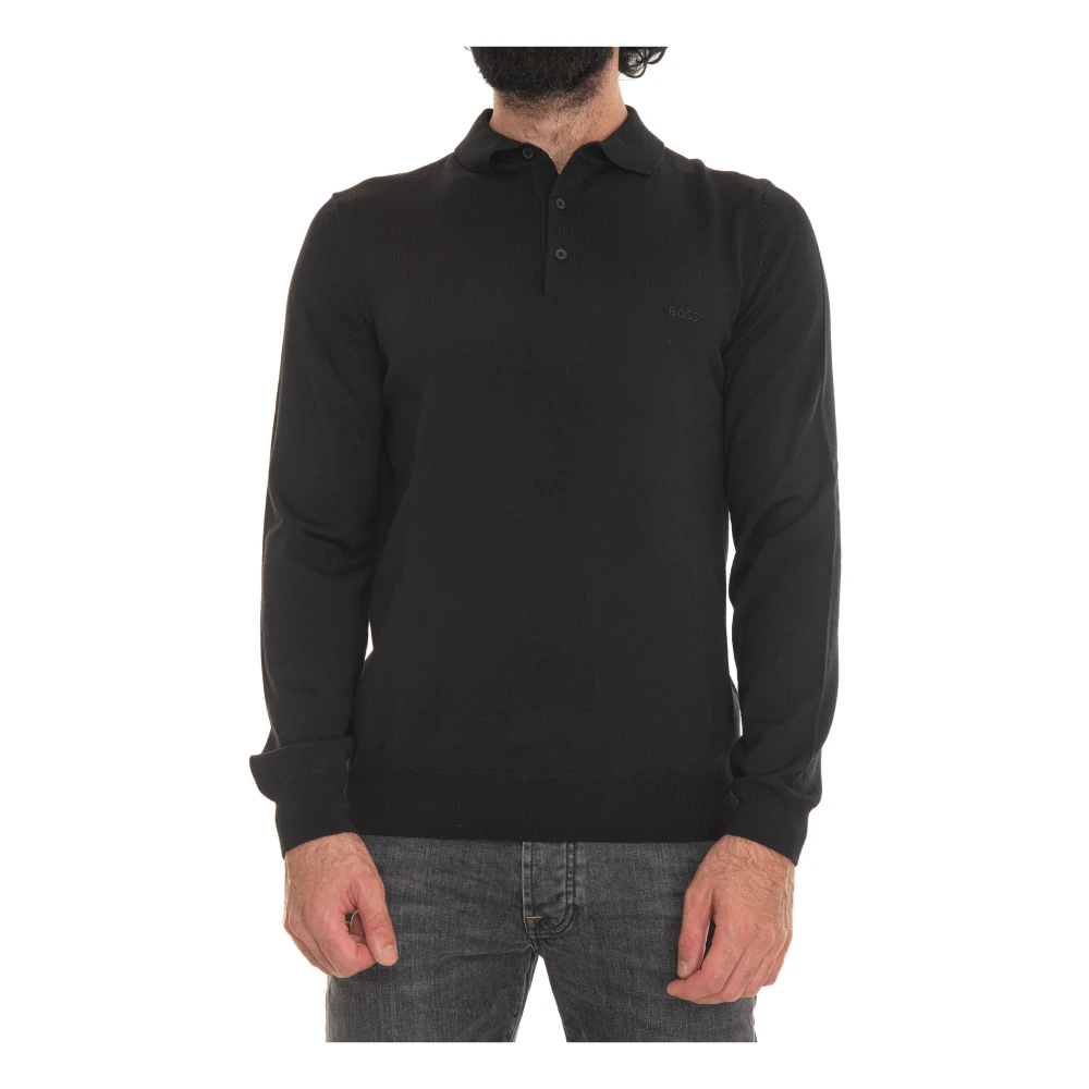 Boss Merino wollen trui met turtleneck Black Heren