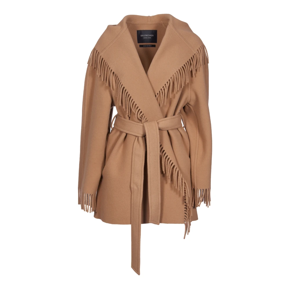 Balenciaga Belted Coats Brown Dames