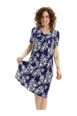 kortaermet-navy-kjole-med-v-hals