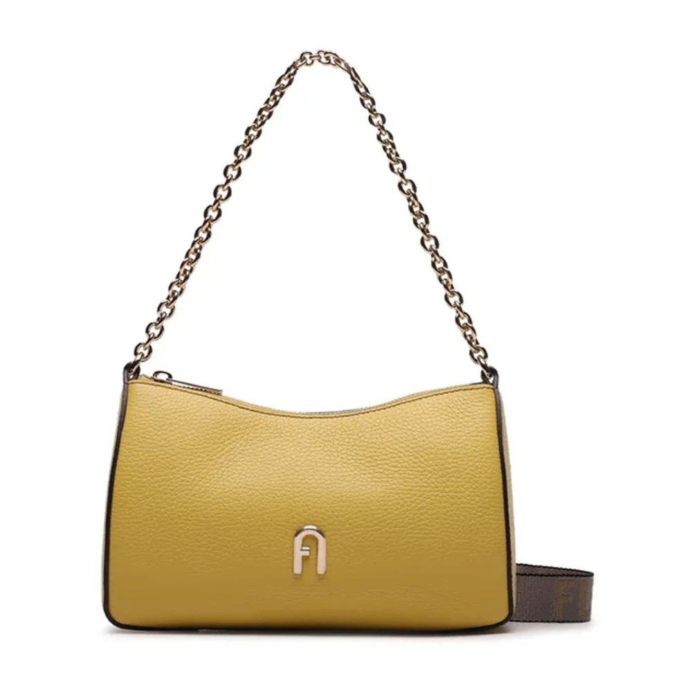 Furla Women's Yellow Leather Crossbody Bag With Logo Strap - Shoulder Bags - One Size - Bags