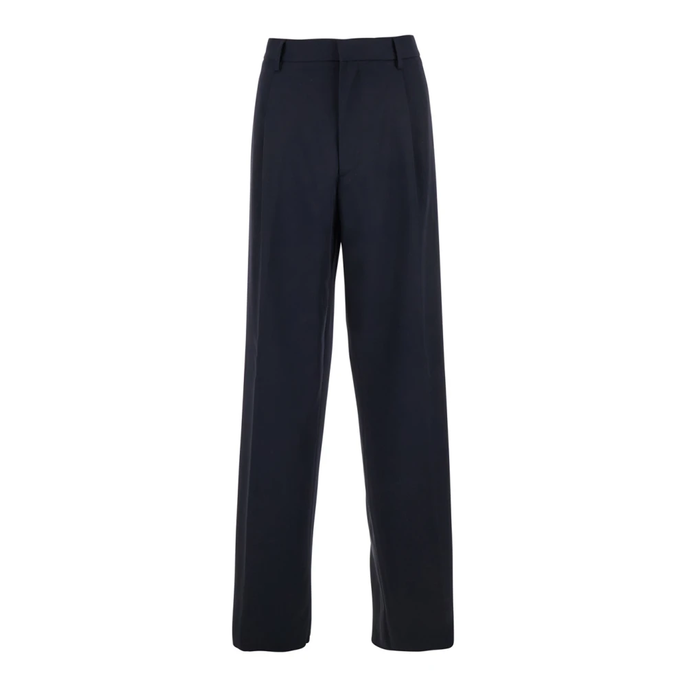 Lardini Blauwe Wollen Pantalon met Plooien Blue Heren