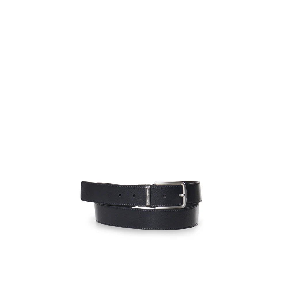 Emporio Armani Uomo Blu - Cintura Con Fibbia Con Logo Inciso - Accessories - One Size
