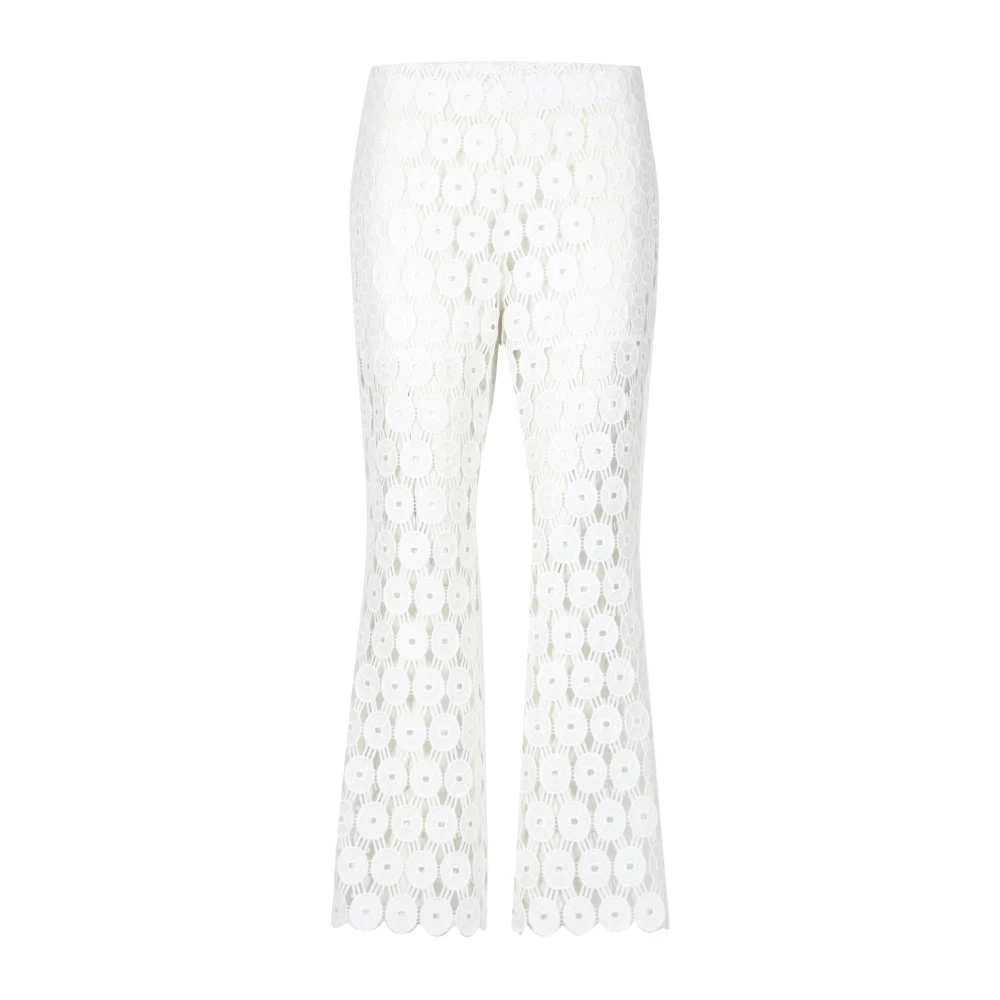 Erika Cavallini Witte Macramé Straight-Leg Broek White Dames