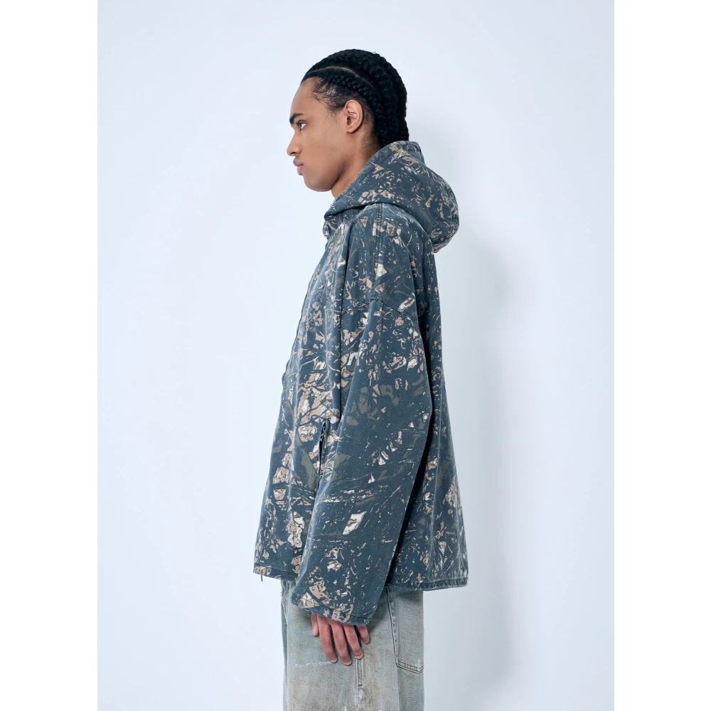 Diesel Camo hoodie met zijzakken Gray Heren