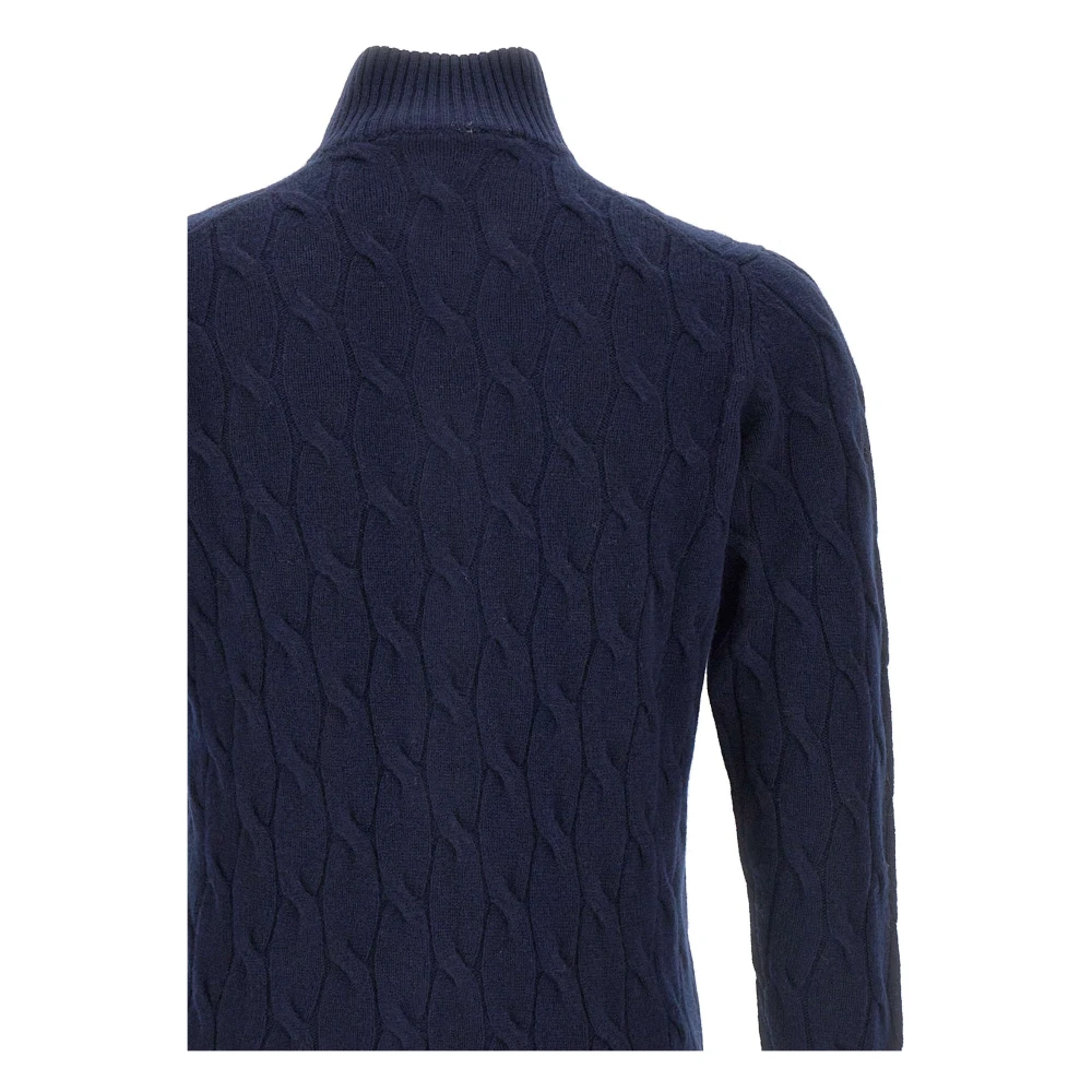 Filippo De Laurentiis Navy Blue Wol Kasjmier Trui Blue Heren