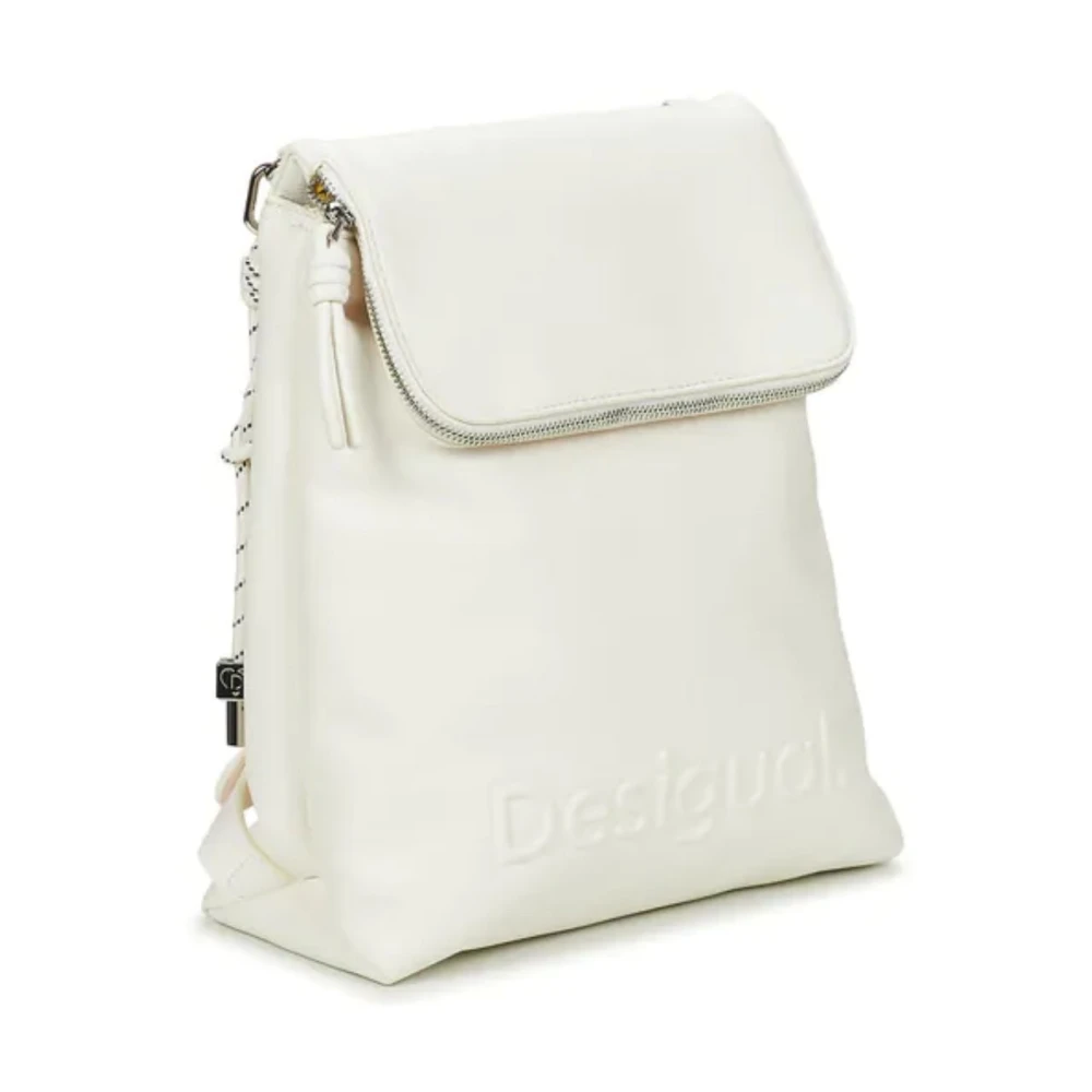 Desigual Stijlvolle Praktische Rugzak met Meerdere Compartimenten White Dames