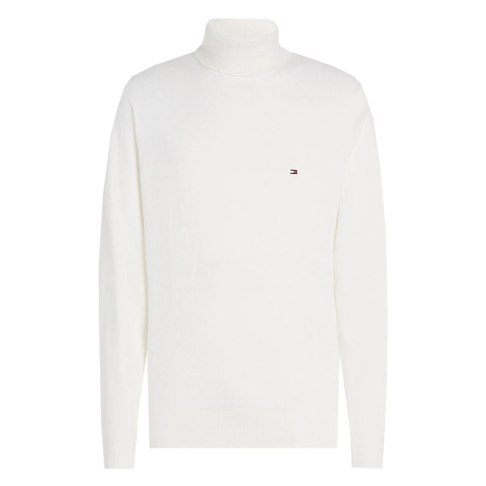Tommy Hilfiger Men's White Cashmere Knitwear, M, Cashmere Roll Neck Jumper