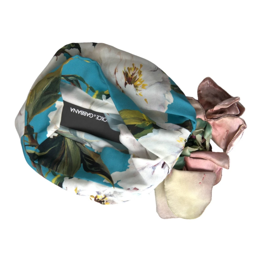 Dolce & Gabbana Blauwe Bloemen Turban Hoofddeksel Blue Dames