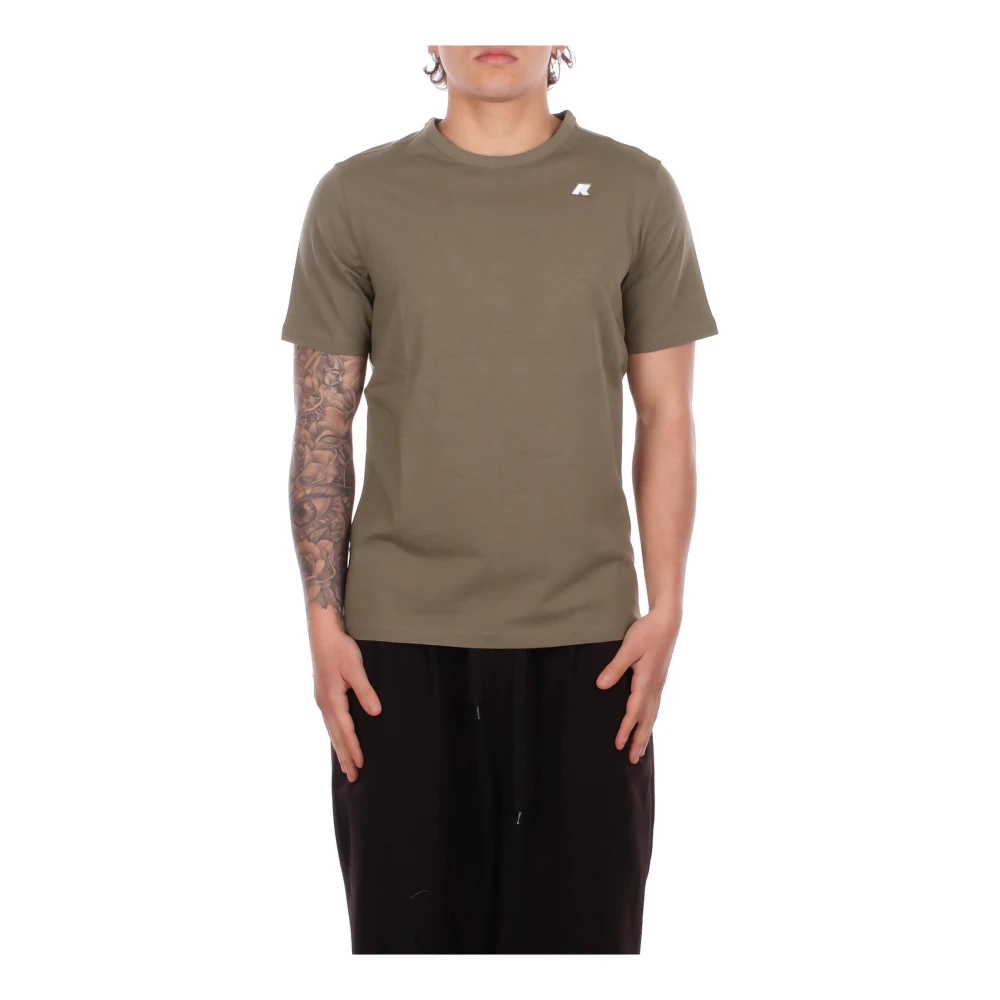 K-Way Mannelijk Groente Tops Heren, Groen, Xl, Katoen, T-Shirt Logo Frontale