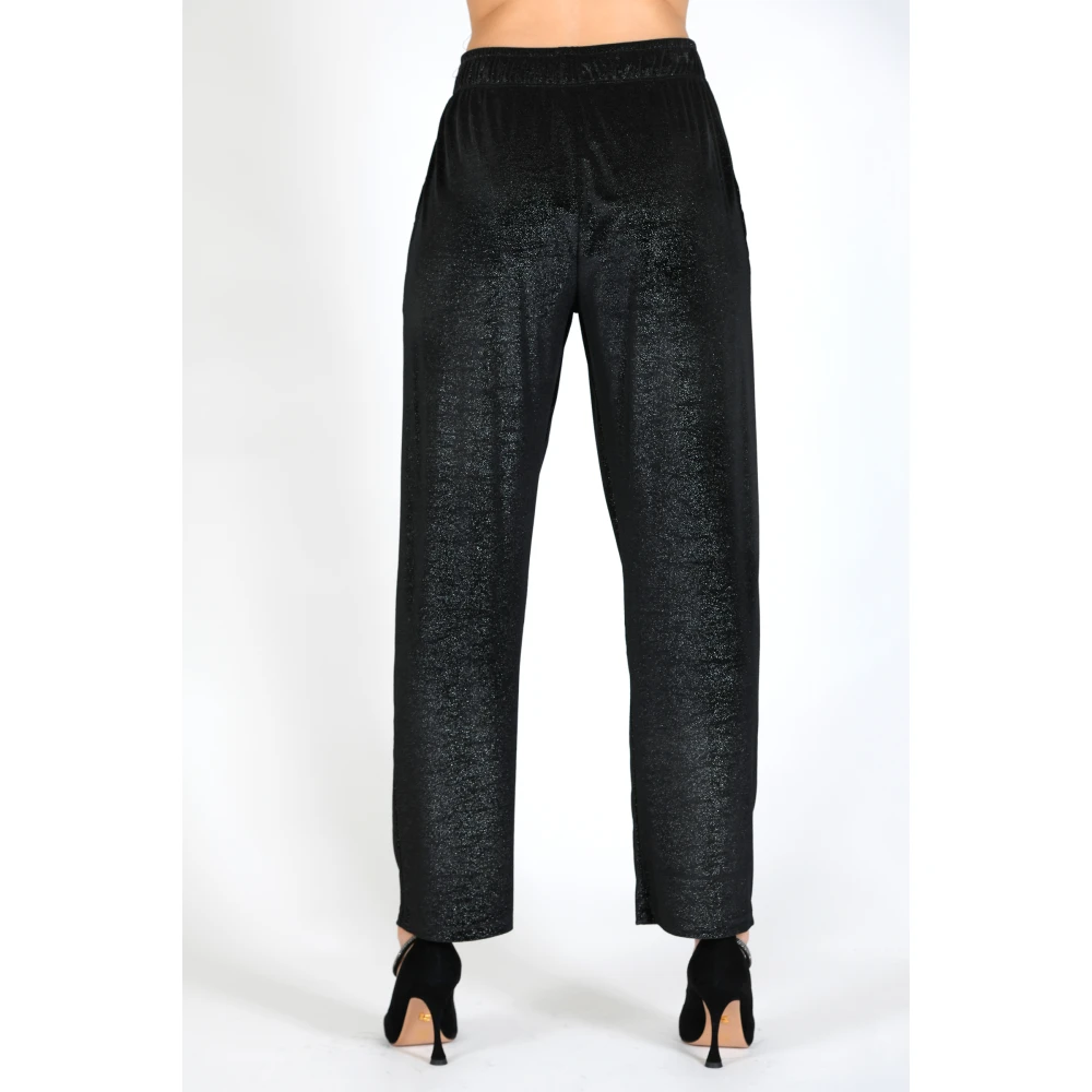 Giulia N Couture Fluwelen Lurex Broek Zwart Black Dames