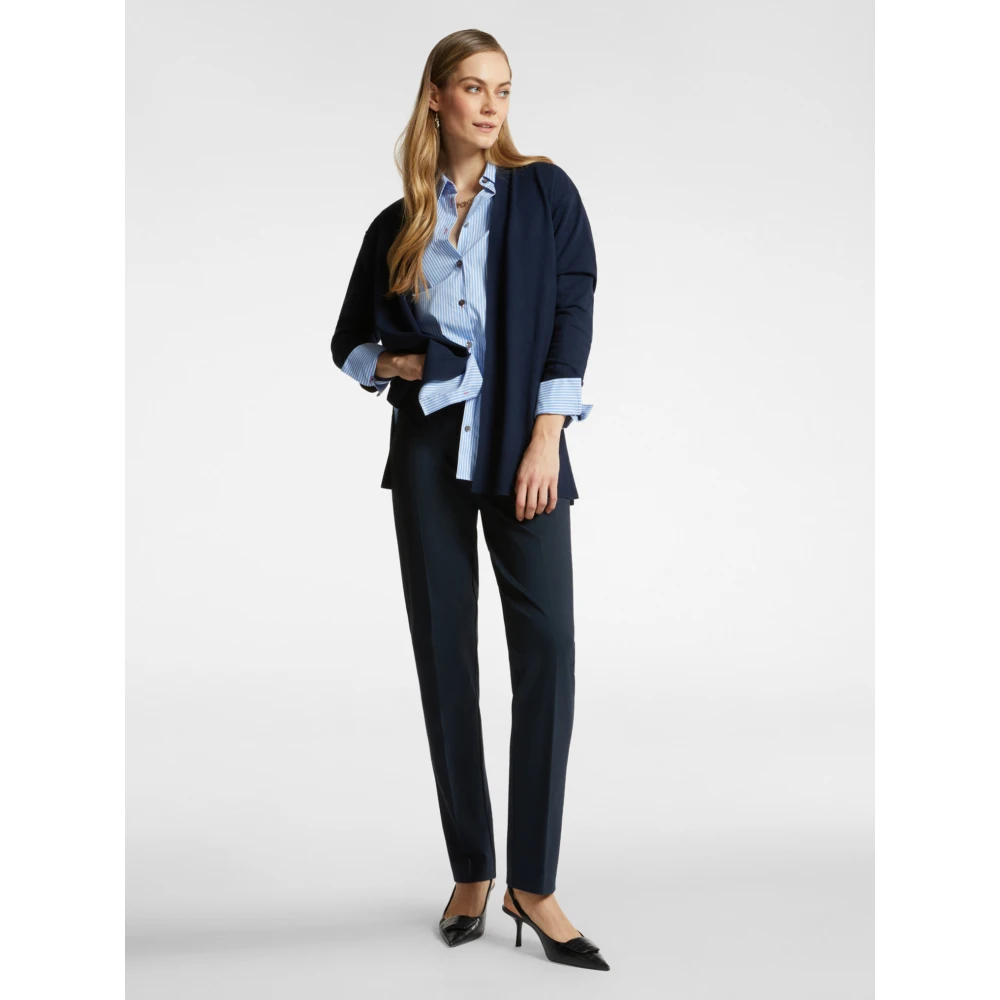 Elena Mirò Slim-Hose in Milano-Rib Blue Dames