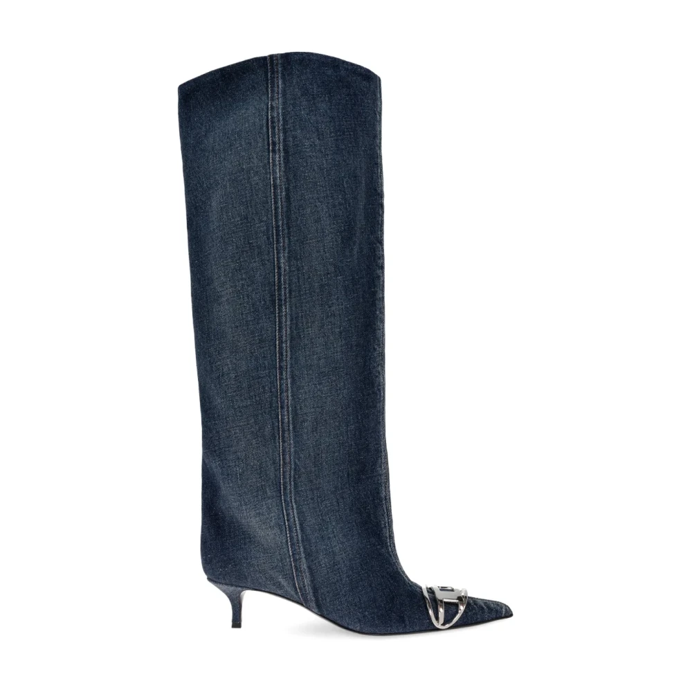 Diesel Blue Heeled Boots, Female, 3 Uk, D-Venus Kb Slouchy
