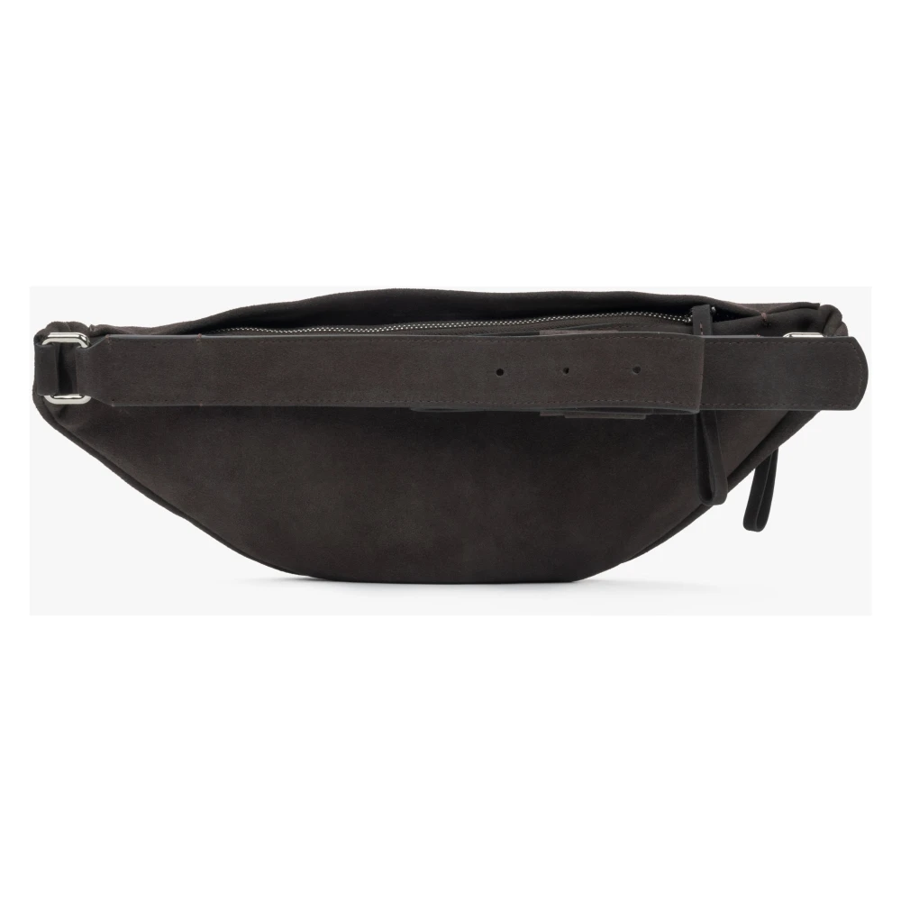 Estro Donkerbruine Fanny Pack voor heren gemaakt van natuurlijk velours Brown Heren