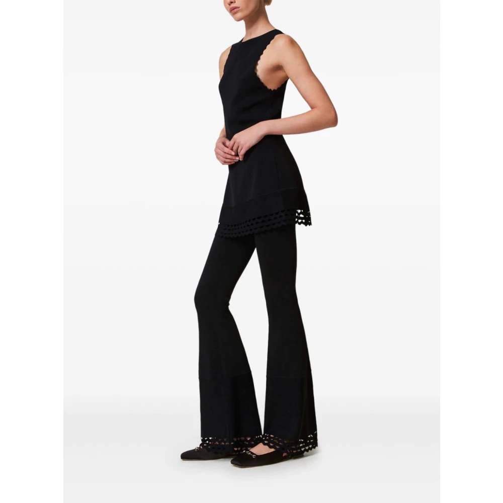 Twinset Zwarte broek met geschulpte rand Black Dames