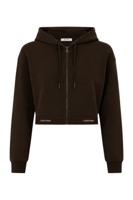 Terry Logo Midjebredd Cropped Zip Hoodie