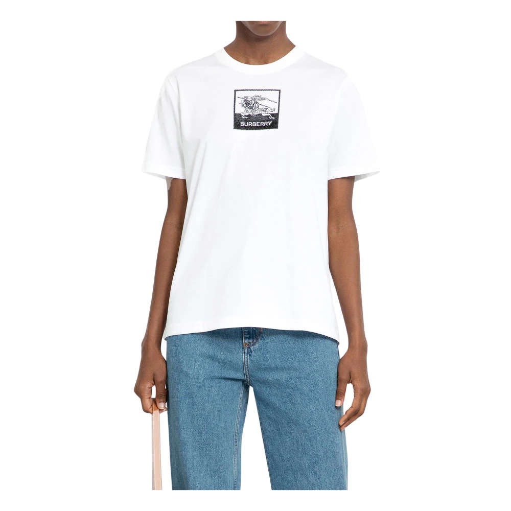 Burberry Wit Katoenen T-Shirt met Prorsum Logo White Dames