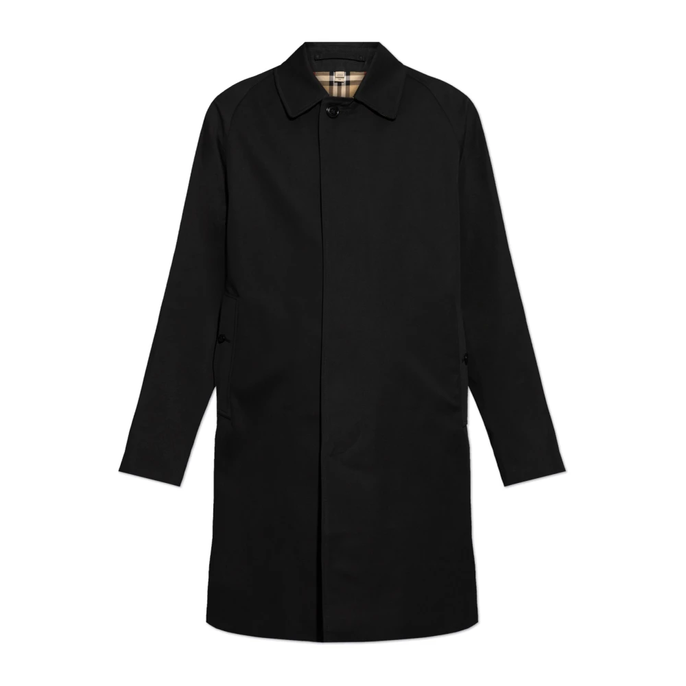 Burberry Katoenen trenchcoat met motiefvoering Black Heren