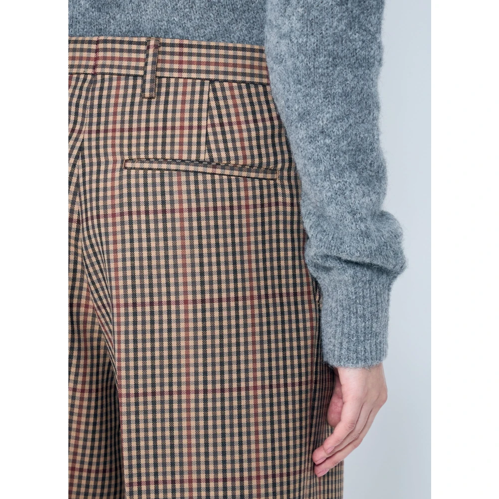 Dries Van Noten Wollen geruite broek met voorplooien Multicolor Dames
