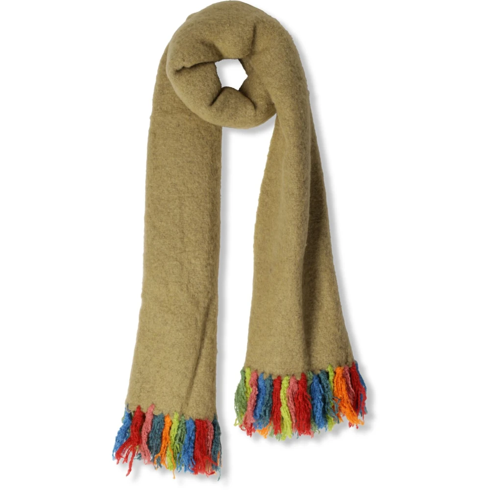 Notre-v Beige Elodie Sjaal met Kleurrijke Franjes Beige Dames