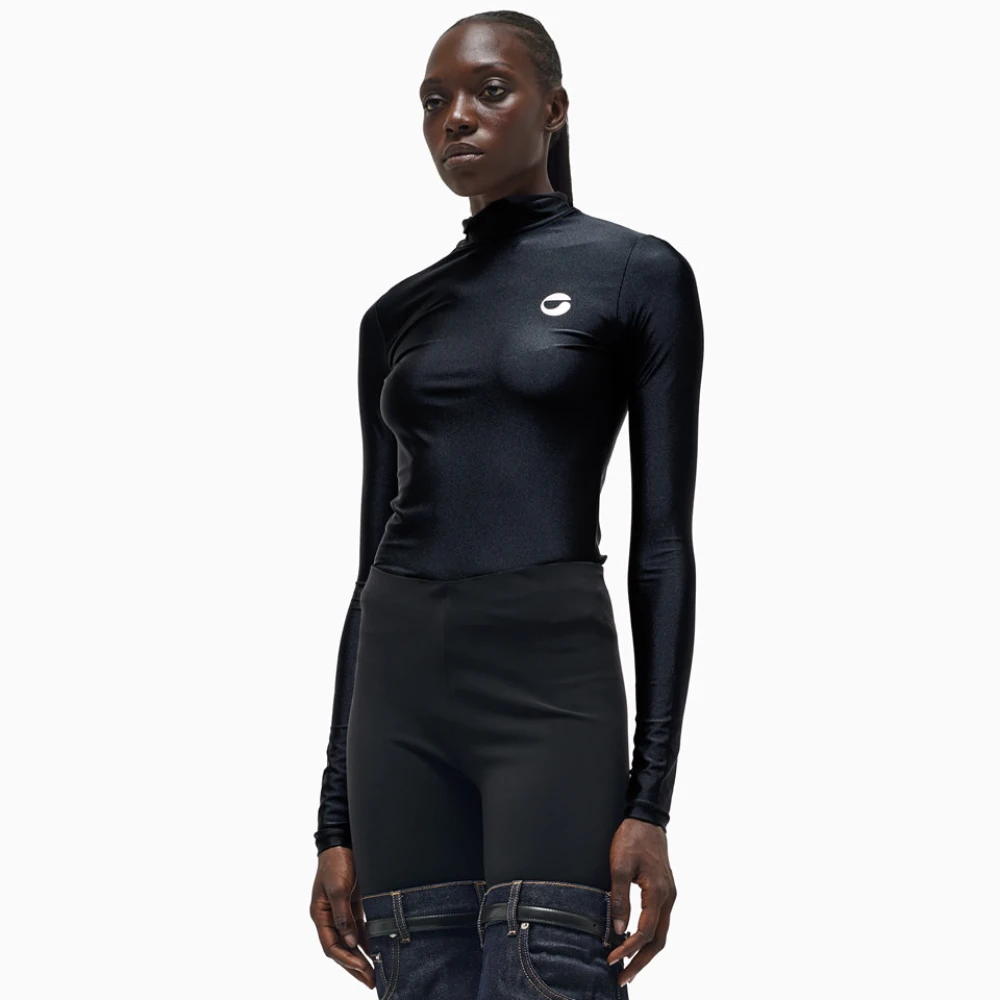 Coperni Hoge hals T-shirt in effen kleur Black Dames