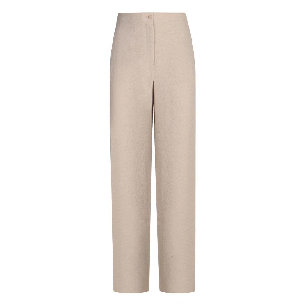 Emporio Armani Damen Beige Wollmischung Straight-Leg Hose