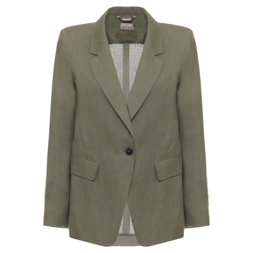 Marella Vrouw Groente Jassen Dames, Groen, L, Linnen, Emmvincita Blazer