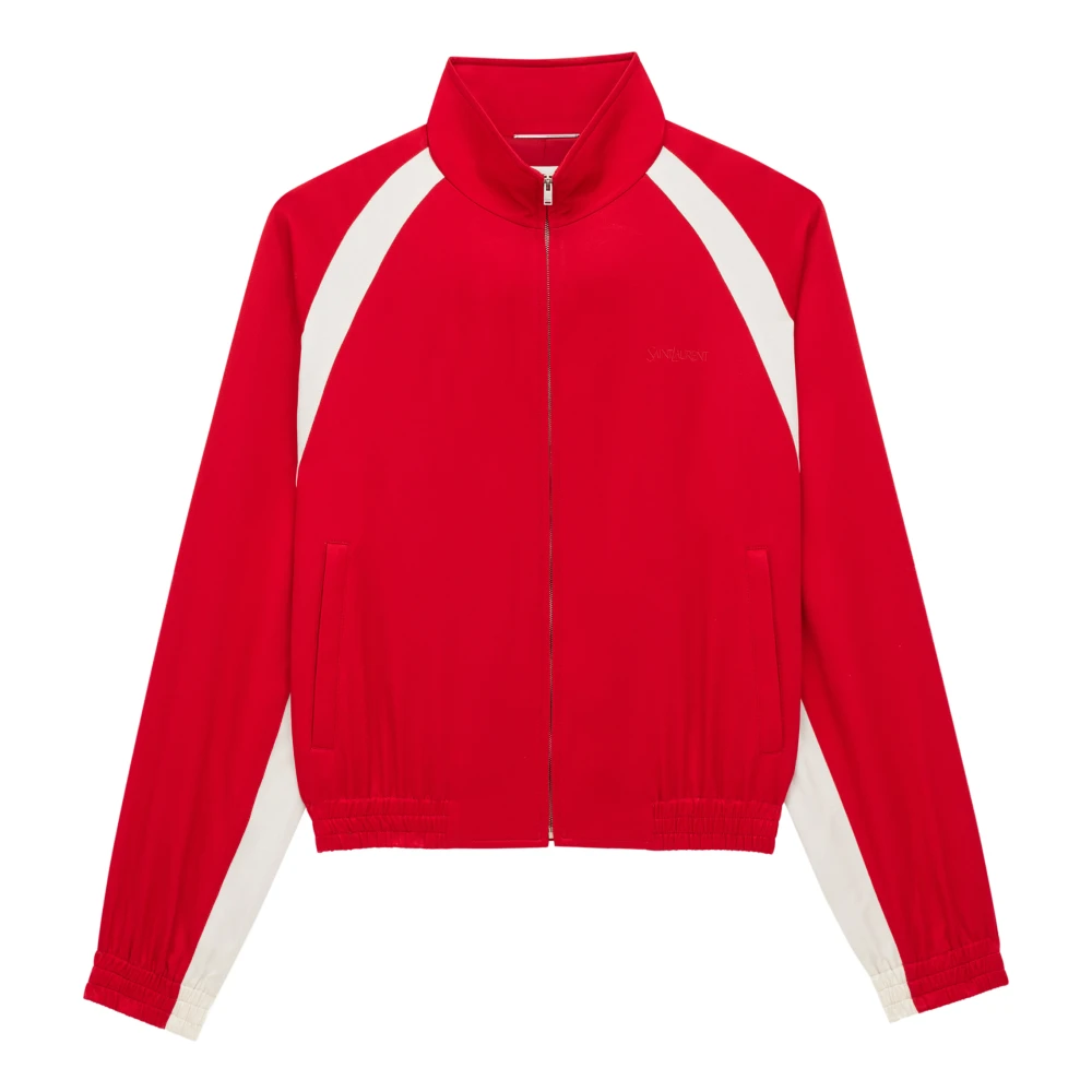 Saint Laurent Men's Red Jacket With Front Zip Closure