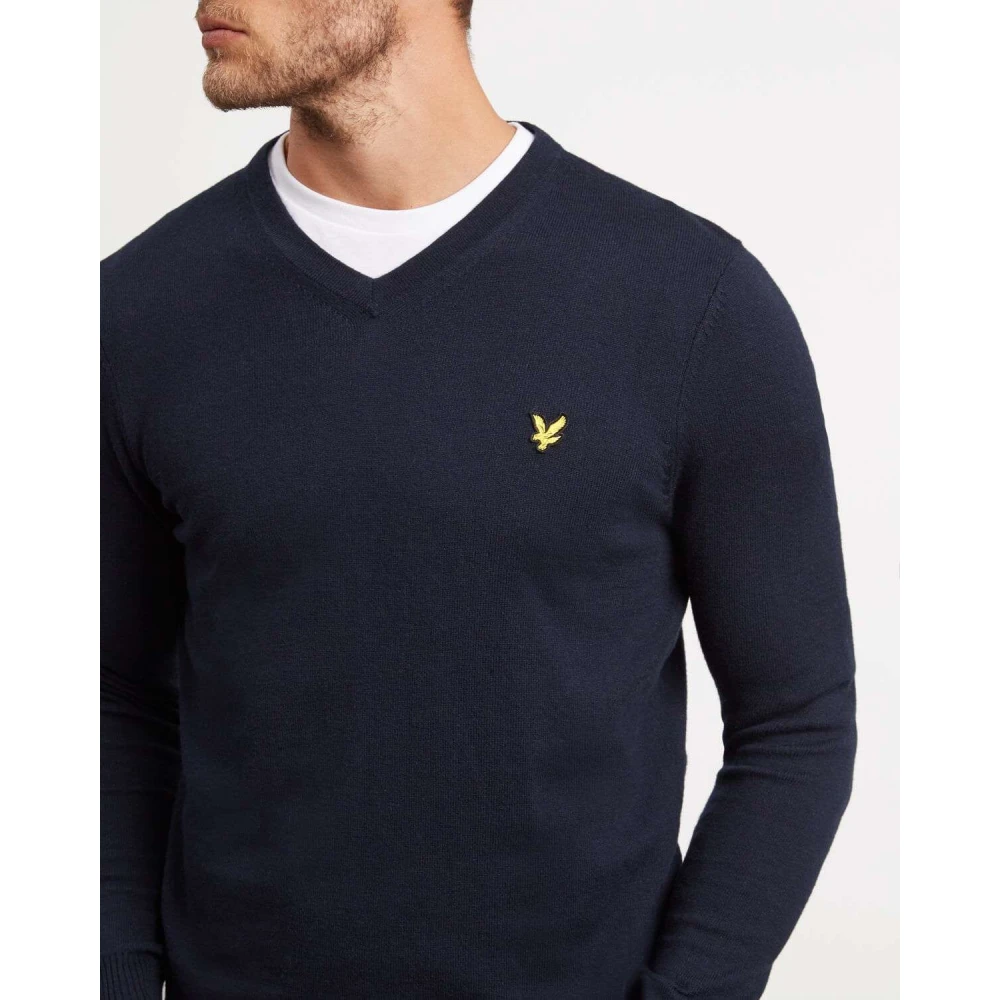 Lyle & Scott V-neck Knitwear Blue Heren