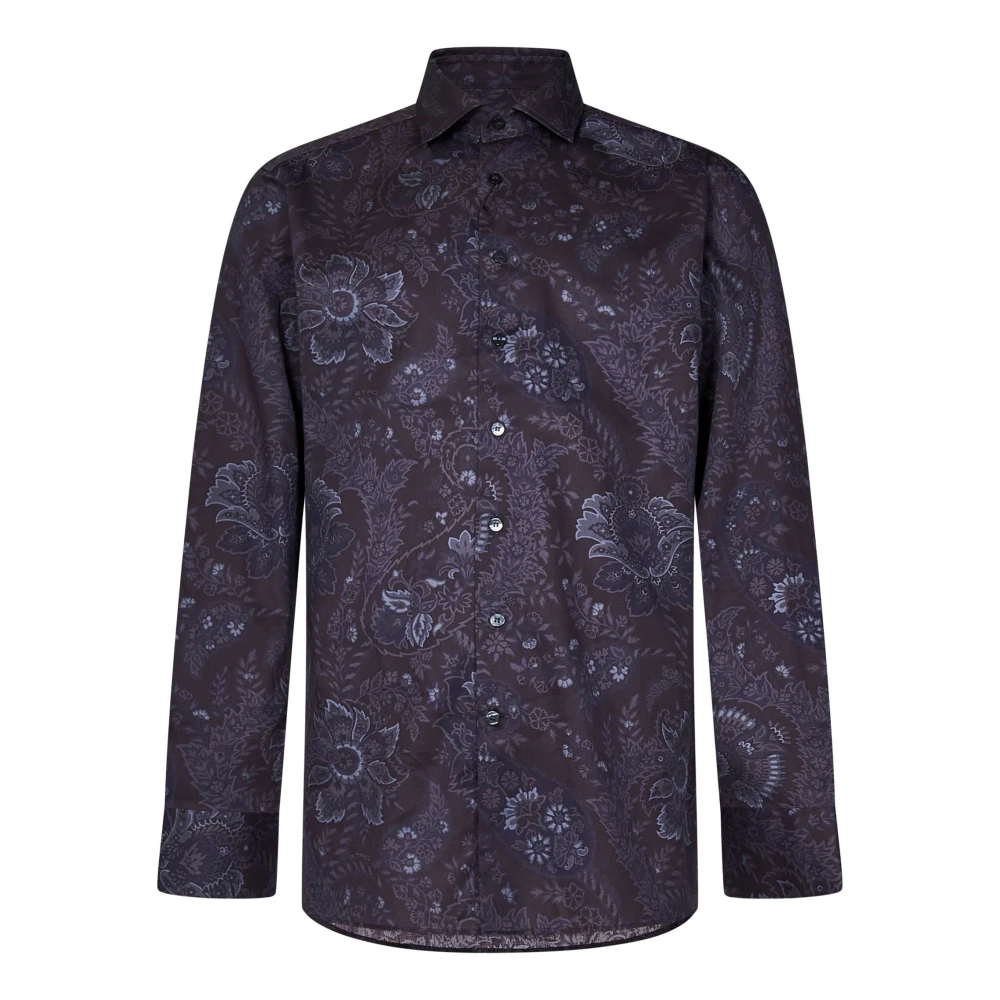 ETRO Paarse Bloemen Paisley Katoenen Overhemd Multicolor Heren
