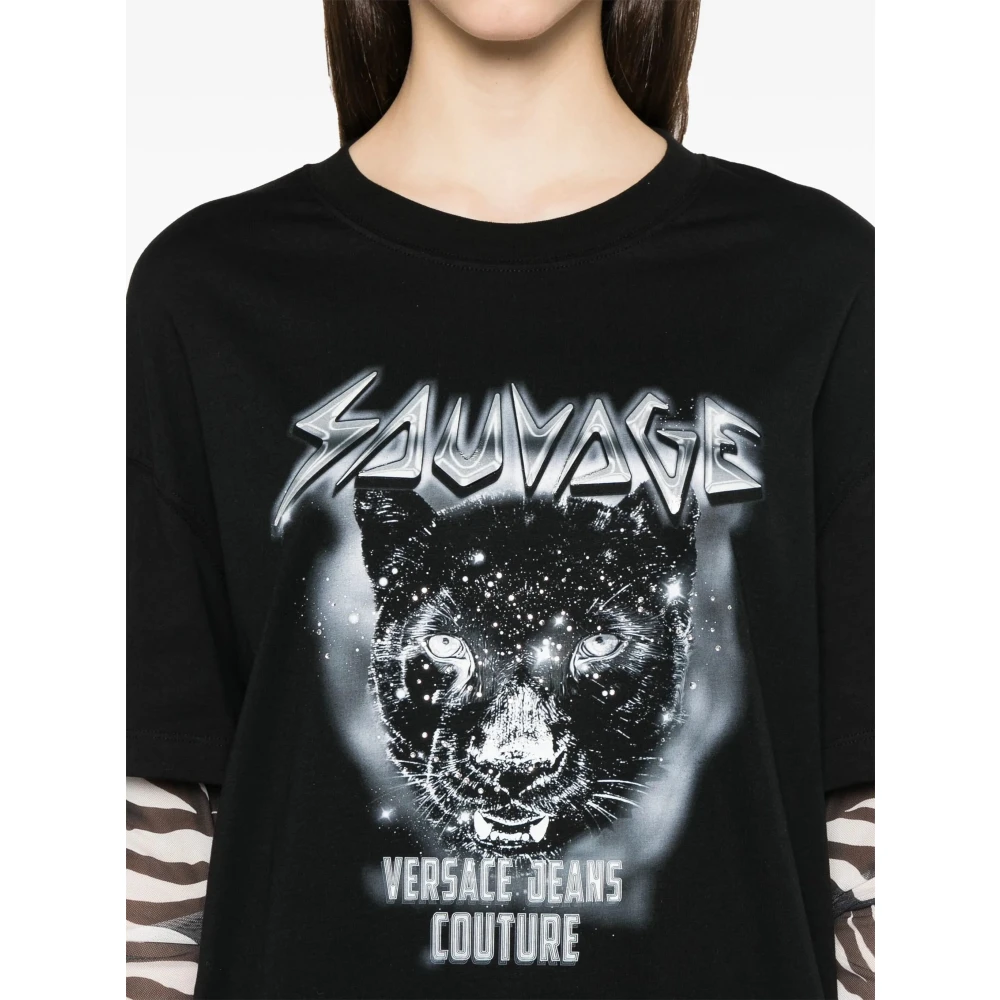 Versace Jeans Couture Zwarte Panther T-Shirt Black Dames