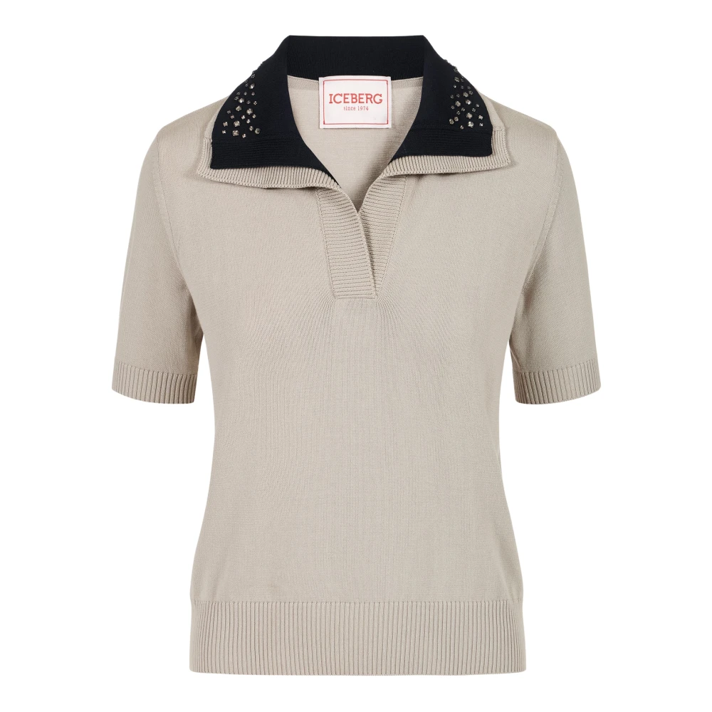 Iceberg Vrouw Groente Truien & Vesten Dames, Groen, S, Gebreide Polo Sweater Met Verlaagde Schoudernaad