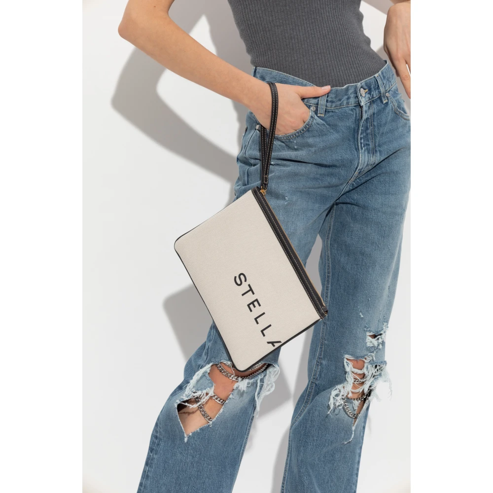 Stella Mccartney Handtas met bedrukt logo Beige Dames