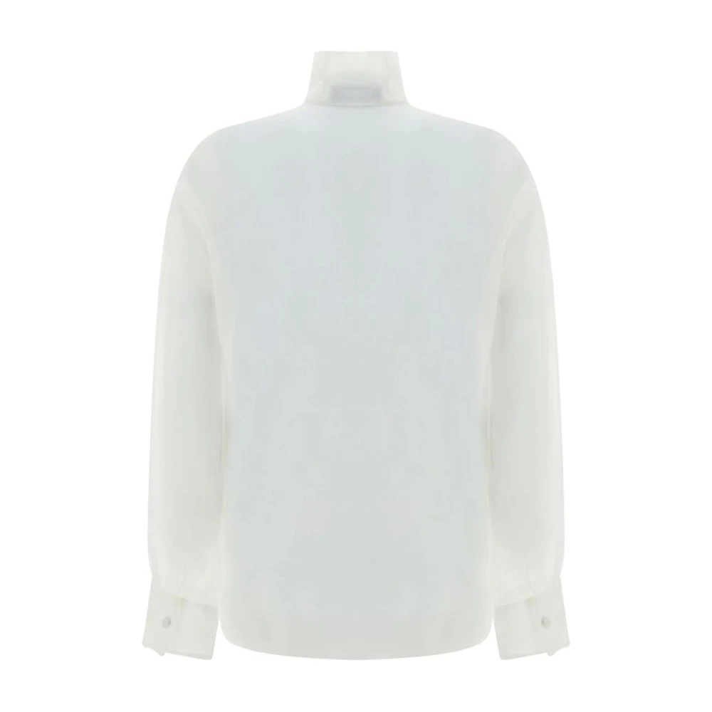 Fendi Zijden V-hals Shirt met Asymmetrische Zoom White Dames