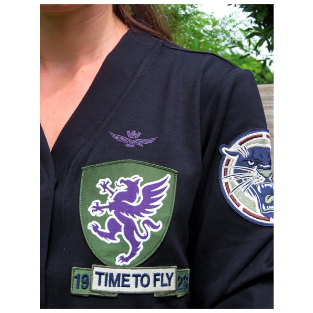 aeronautica militare Gebreide cardigan met patches Black Dames