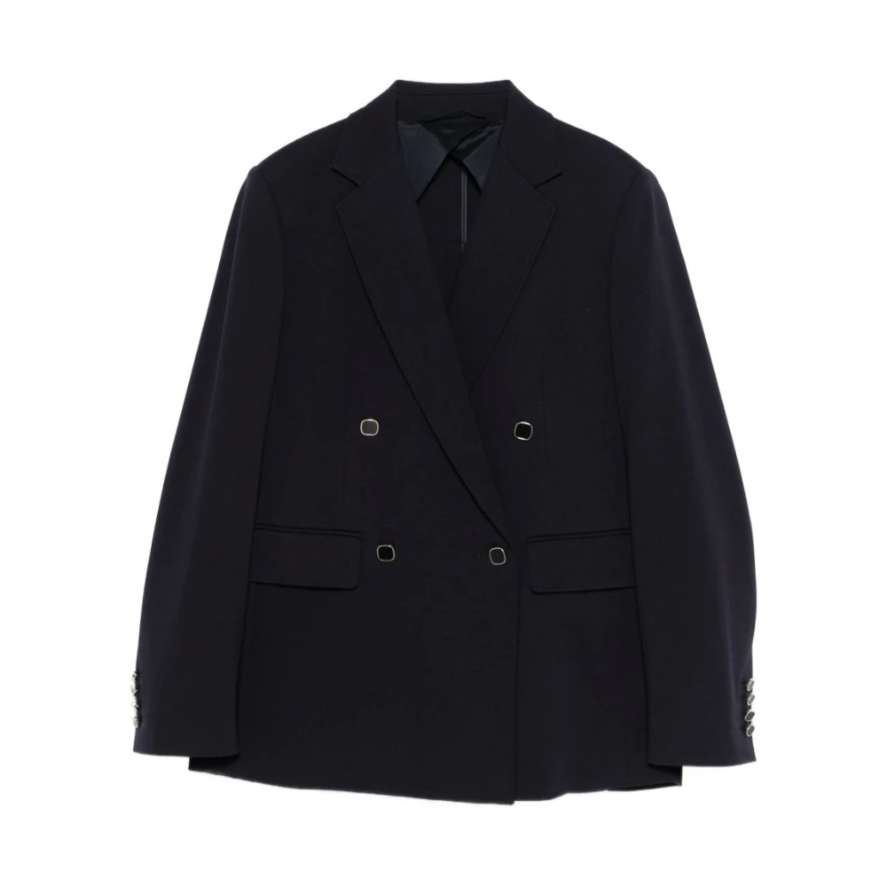 Max Mara Studio Blue Riviera Double-Breasted Jacket - Female - Blazers - M - Jackets