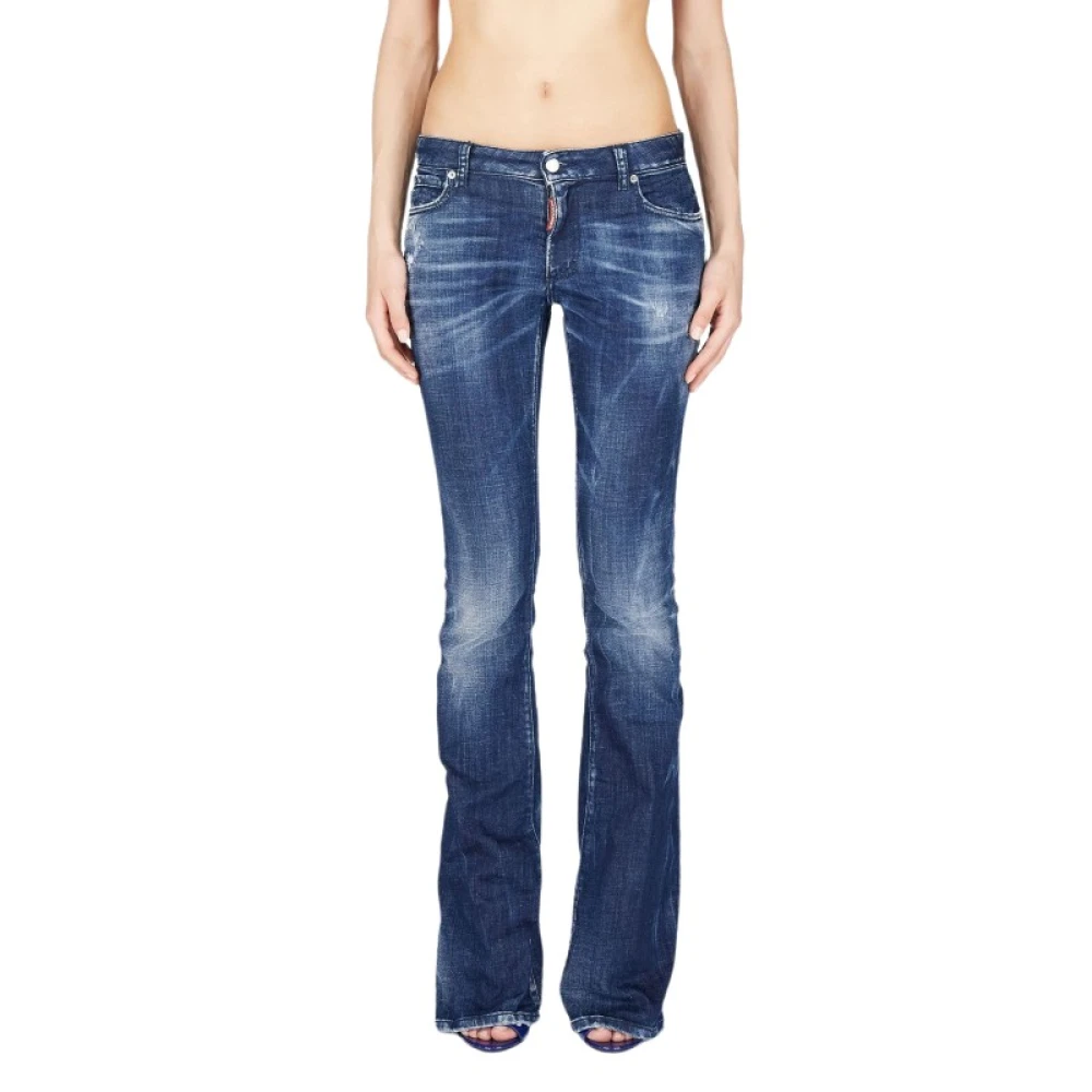 Dsquared2 Flared Jeans met Medium Taille Blue Dames