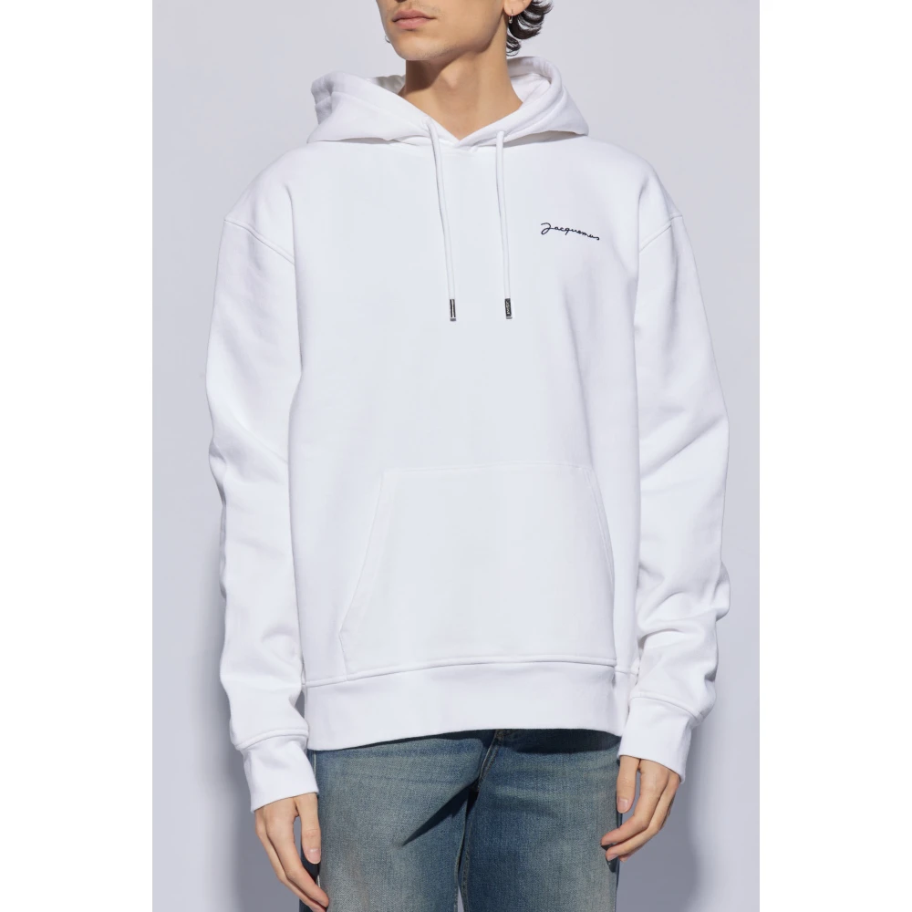 Jacquemus Typo hoodie met logo White Heren
