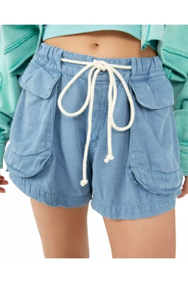 Blå Bomullsstiliga Shorts